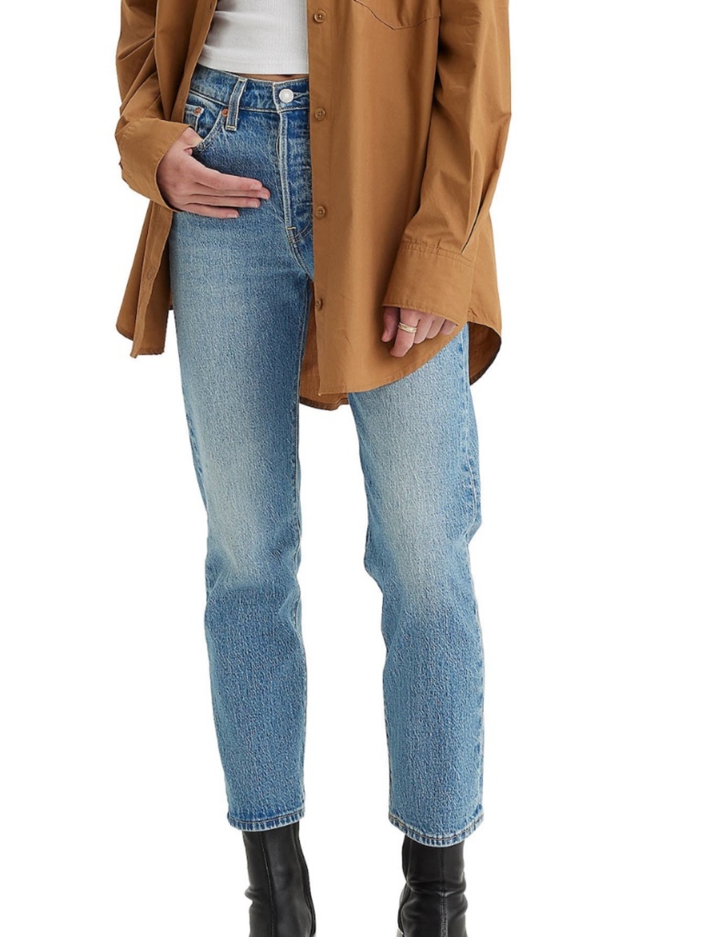 Levi's Wedgie High Waist Straight Leg Jeans - Medium Light Wash - 27W x 28L